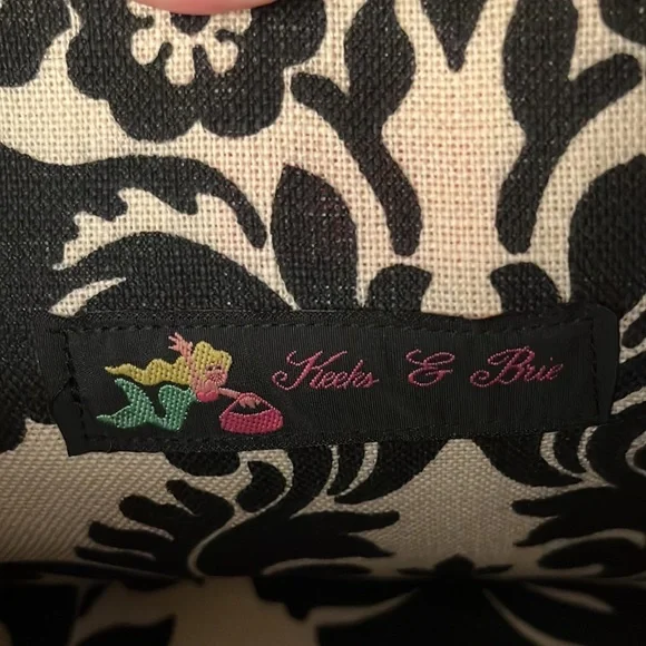 Keeks & Brie Navy Blue with Bright Pink Ribbon Handbag Satchel - Picture 6 of 11